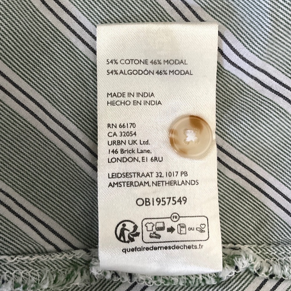 Pilcro Anthropologie Green Stripe Boho Peasant Cocoon Blouse Women's Size S - Picture 12 of 12
